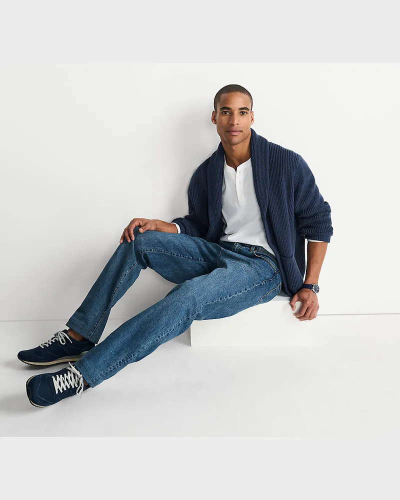 Lands' End Classic Fit Denim-Jeans mit Stretch, Herren, Größe regular, Blau, Baumwoll-Mischung, by Blau