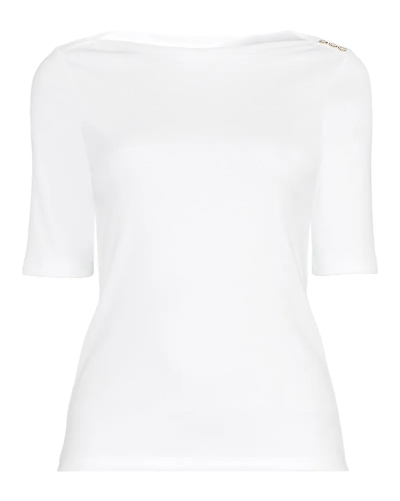 Lands' End Supima-Shirt aus Baumwolle mit U-Boot-Ausschnitt, Damen, Größe petite, Weiß, Baumwolle, by Weiß