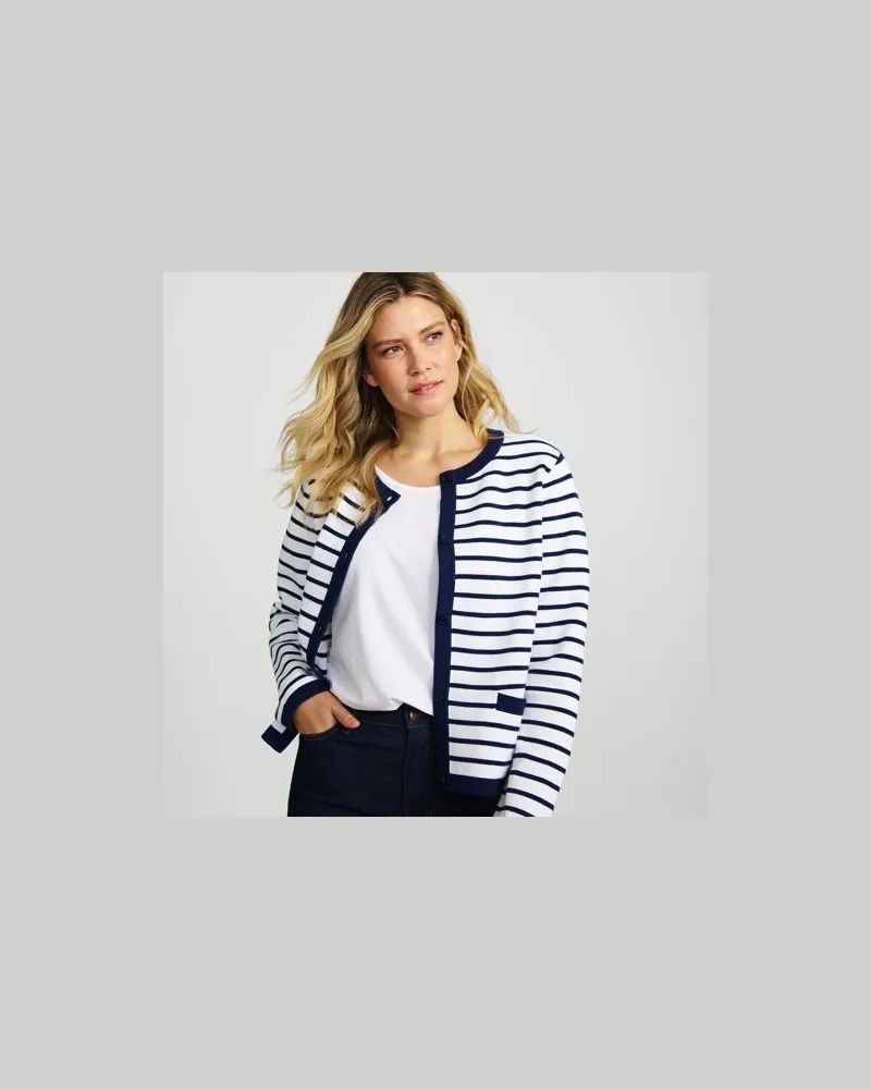Lands' End Feinstrick-Cardigan aus Baumwolle, Damen, Größe regular, Blau, Baumwolle, by Blau