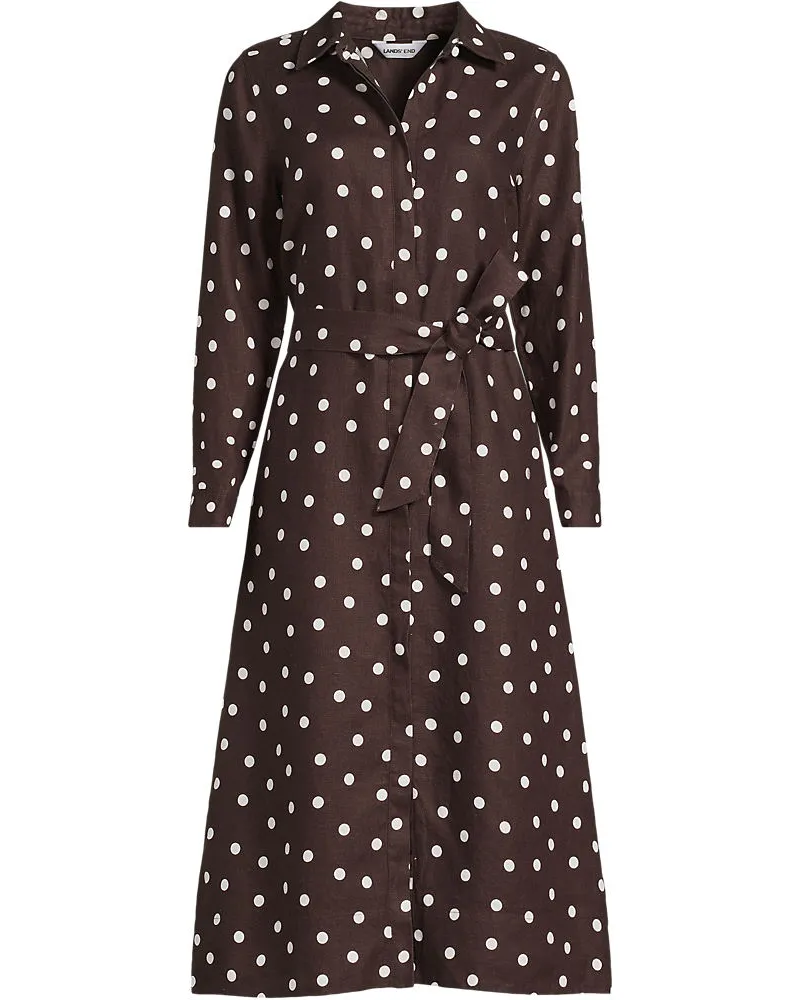 Lands' End Premium Reinleinen-Midikleid, Damen, Größe plus, Braun, by Braun