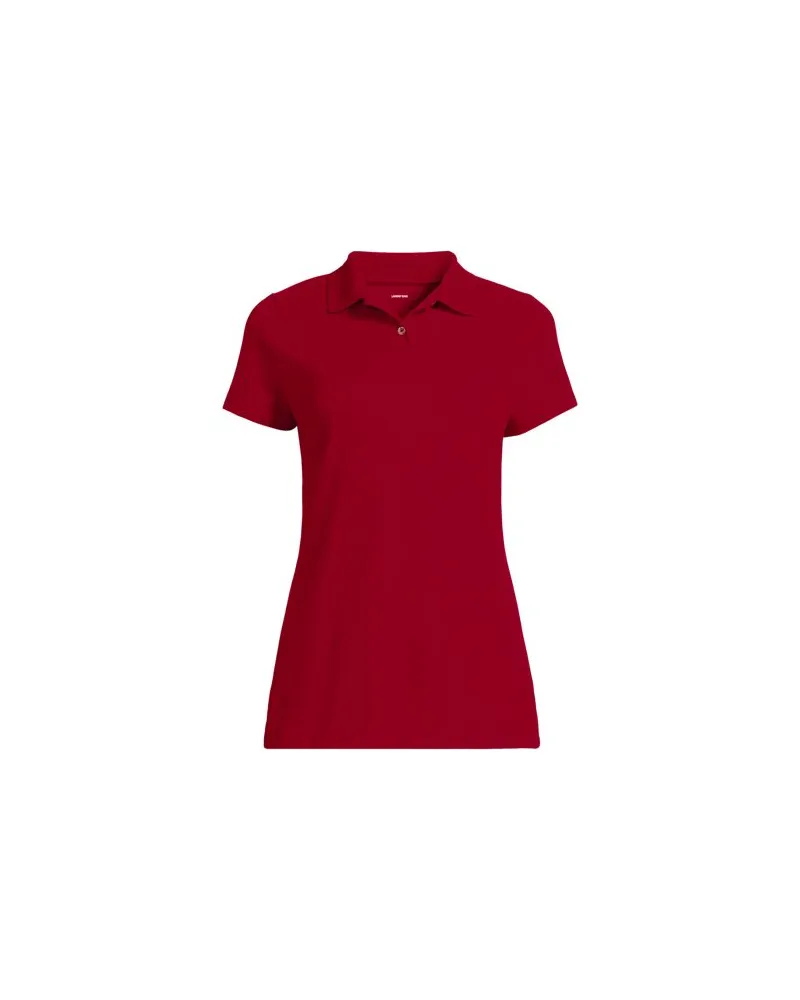 Lands' End Piqué-Poloshirt mit kurzen Ärmeln, Damen, Größe regular, Rot, Baumwoll-Mischung, by Rot