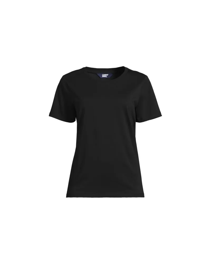 Lands' End Supima T-Shirt mit Rundhalsausschnitt, Damen, Größe plus, Schwarz, Baumwolle, by Schwarz