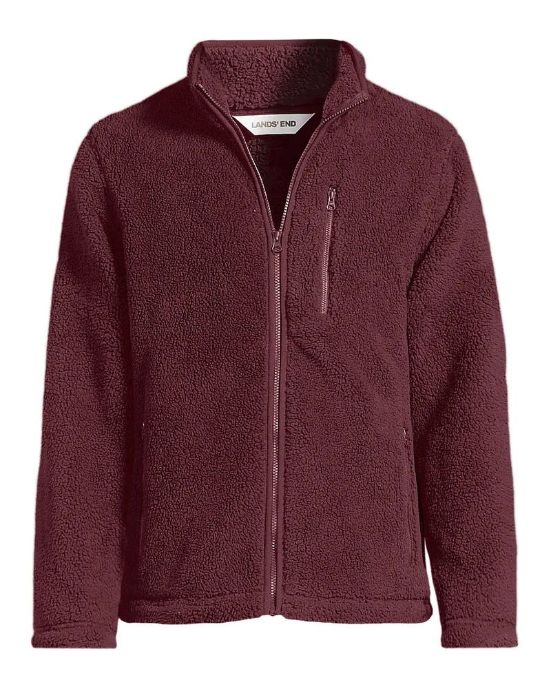 Lands' End Sherpa-Fleecejacke, Herren, Größe regular, Rot, Polyester, by Rot
