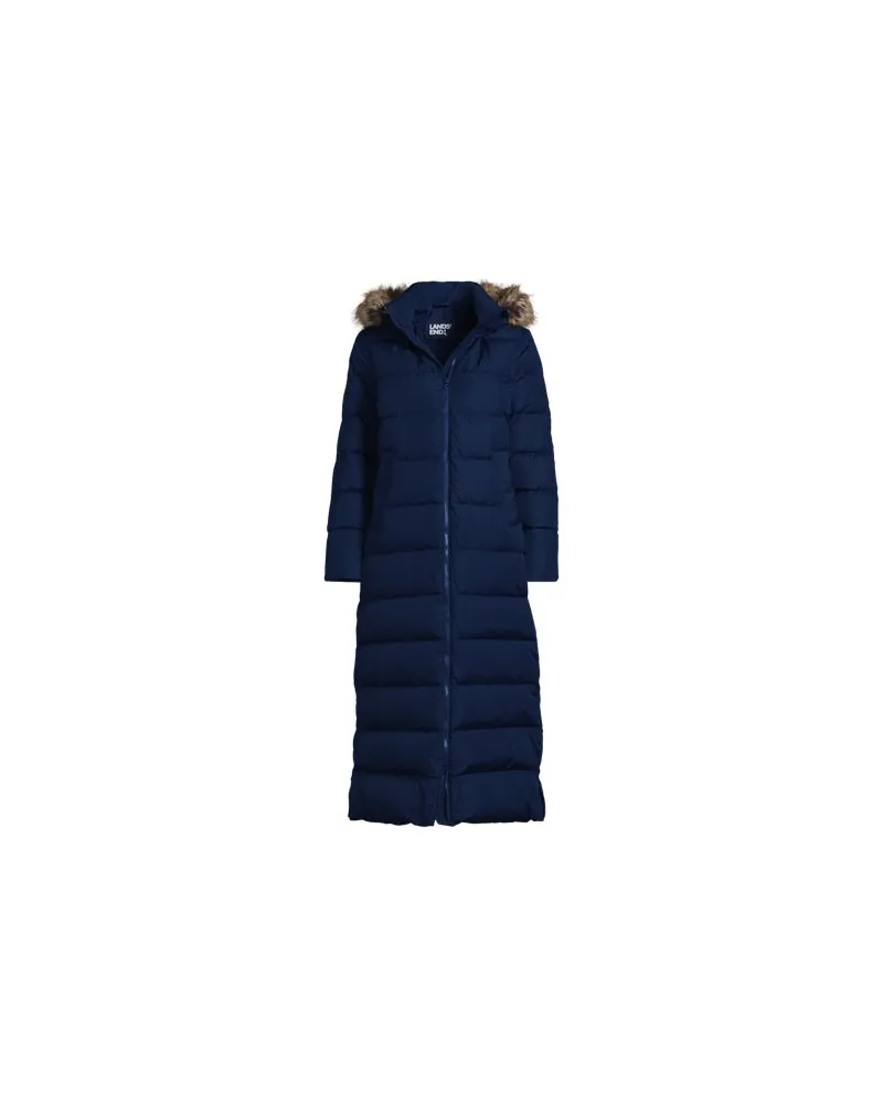 Lands' End Maxi-Daunenmantel mit Kapuze, Damen, Größe plus, Blau, Polyester, by Blau