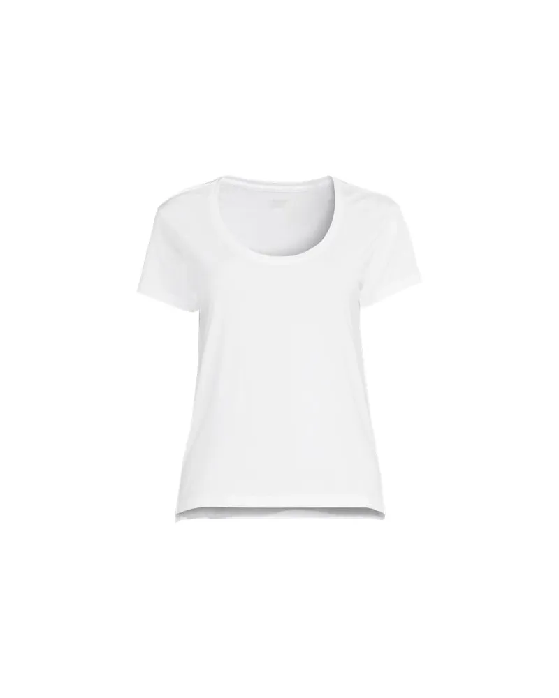 Lands' End Supima® Shirt mit Ballettausschnitt und kurzen Ärmeln, Damen, Größe plus, Weiß, Baumwolle, by Weiß