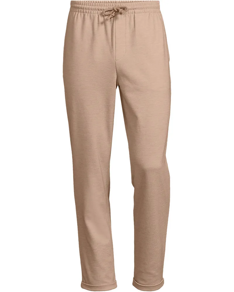 Lands' End Schlupfbundhose aus Struktur-Jersey, Herren, Größe regular, Braun, Viskose/Polyester-Mischung, by Braun