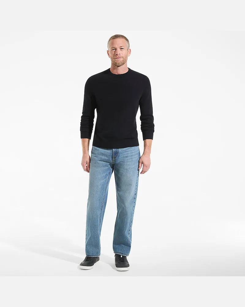 Lands' End Kaschmirpullover mit rundem Ausschnitt, Herren, Größe regular, Schwarz, Kaschmir, by Schwarz