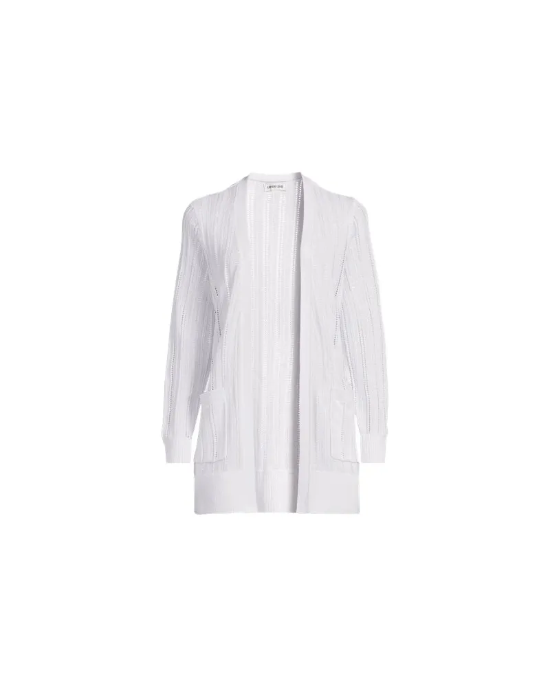 Lands' End Langer offener Soft Flow Ajour-Cardigan aus Leinenmix, Damen, Größe plus, Weiß, Baumwolle/Leinen/Lyocell (Viskose), by Weiß