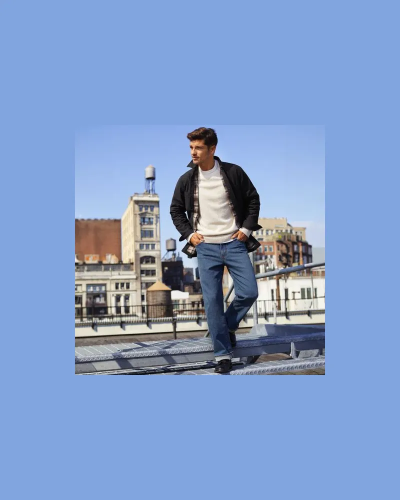 Lands' End Stretch-Denim Jeans, Relaxed Fit, Herren, Größe regular, Blau, Baumwolle, by Blau