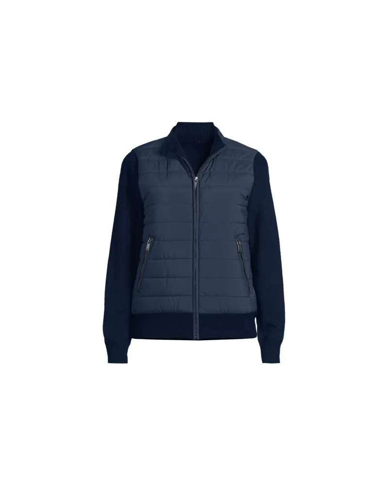 Lands' End Strick- & Stepp-Bomberjacke, Damen, Größe:32-34 regular, Blau, Polyester/Polyester-Mischung, by Blau