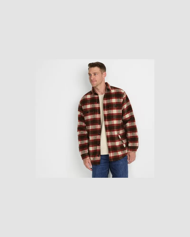 Lands' End Hemdjacke aus gebürstetem Flanell und Stepp, Herren, Größe:48-50 regular, Braun, Woll-Mischung/Polyester-Mischung, by Braun