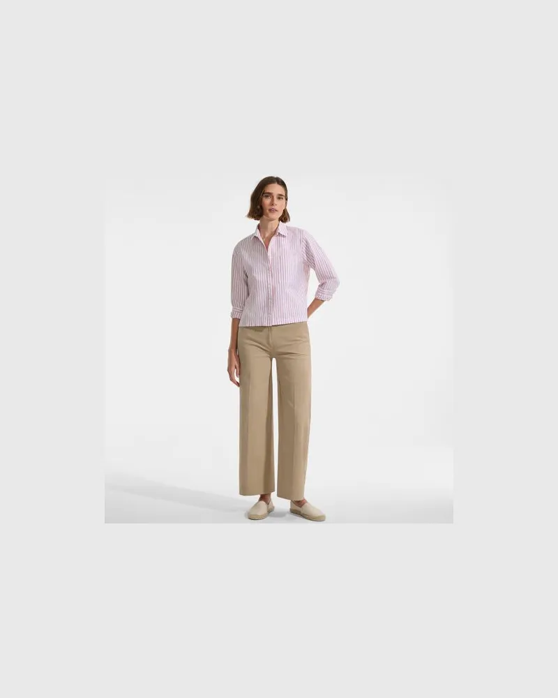 Lands' End Weite Chinos High Waist aus Lyocell-Mix, Damen, Größe petite, Braun, Baumwolle/Baumwoll-Mischung, by Braun