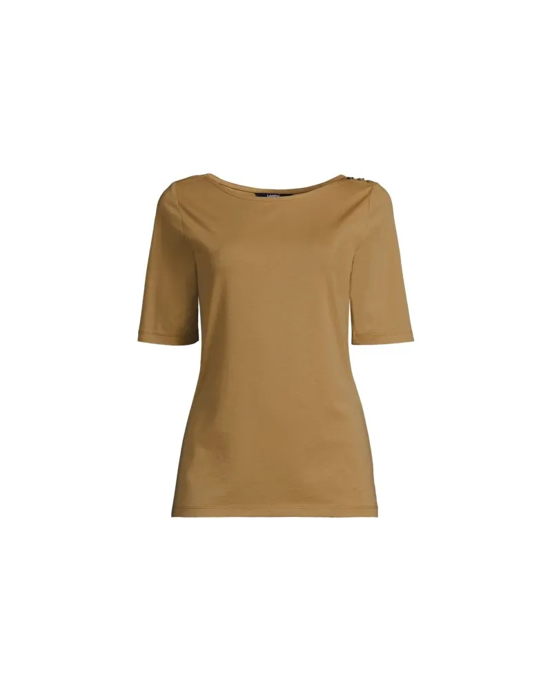 Lands' End Supima® T-Shirt mit U-Boot-Ausschnitt und geknöpfter Schulter, Damen, Größe plus, Gelb, Baumwolle, by Gelb
