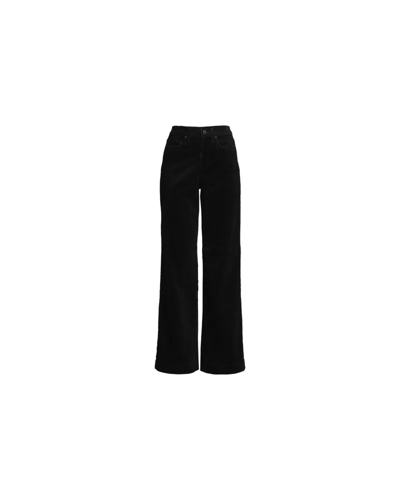 Lands' End Breitcord-Hose High Waist mit weitem Bein, Damen, Größe plus, Schwarz, Elasthan/Baumwoll-Mischung, by Schwarz