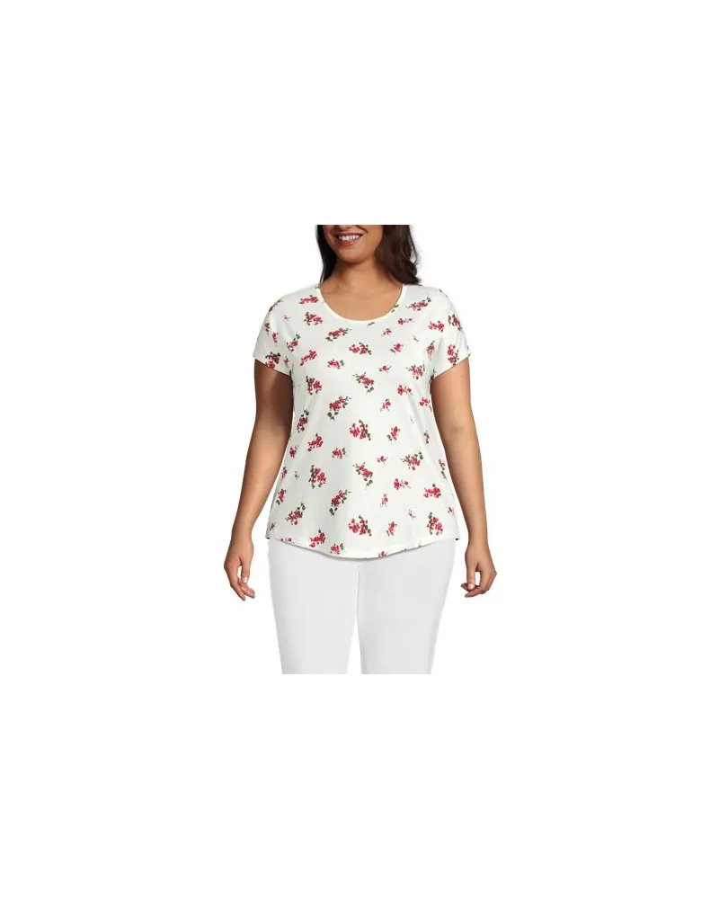 Lands' End Shirt aus Baumwolle/Modal-Mix mit Ballett-Ausschnitt, Damen, Größe plus, Weiß, Baumwolle Modal, by Weiß