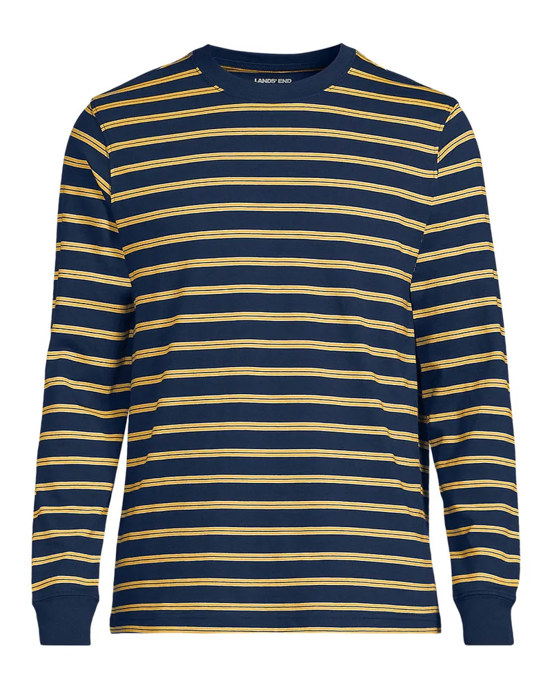 Lands' End Super-T Langarm-Shirt, Classic Fit, Herren, Größe regular, Blau, Baumwolle, by Blau