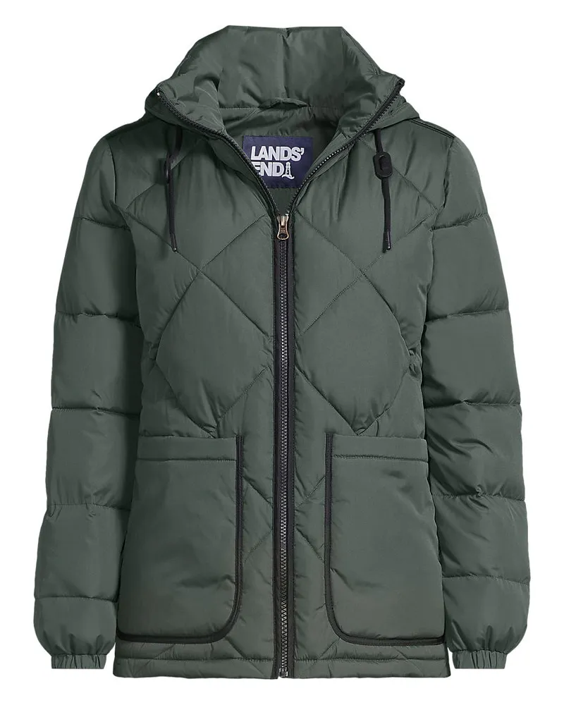 Lands' End Isolierte FeatherFree™ Kapuzen-Steppjacke, Damen, Größe plus, Grün, Polyester, by Grün