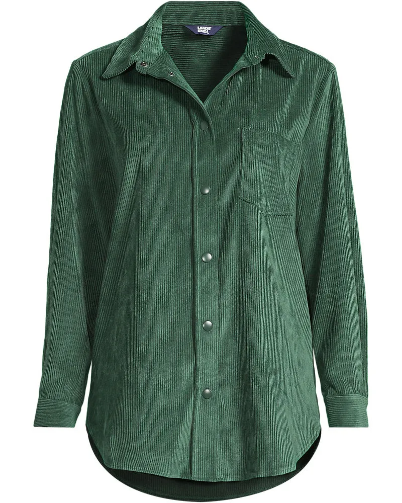 Lands' End Stretchcord-Bluse, Damen, GrÃ¶ÃŸe regular, GrÃ¼n, Polyester/Nylon/Viskose, by Grã¼n