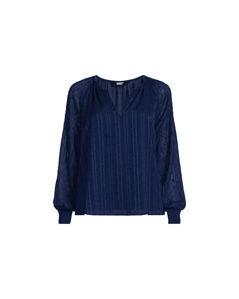 Lands' End Bestickte Chiffonbluse, Damen, Größe:40-42 regular, Blau, Polyester, by Blau