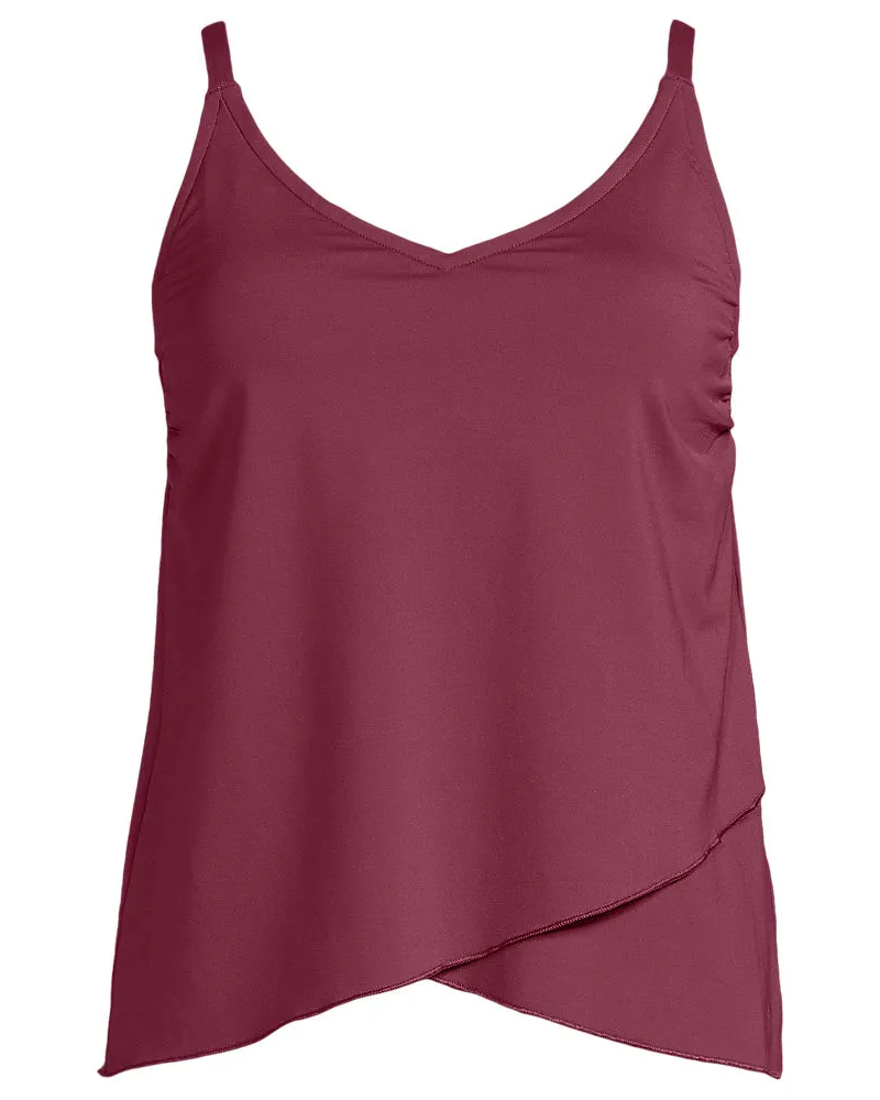 Lands' End Tankinitop mit Tulpensaum chlorresistent, Damen, Größe plus, Rot, Nylon-Mischung, by Rot