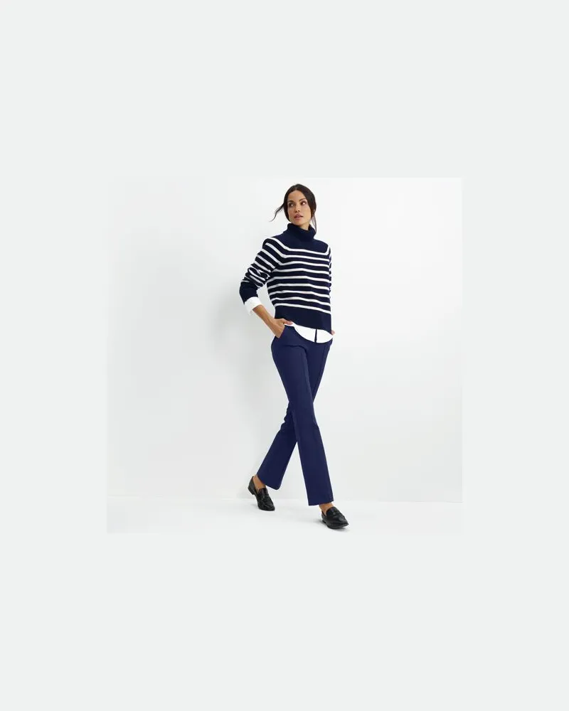Lands' End High Waist Bootcut-Hose, Damen, Größe regular, Blau, Baumwoll-Mischung/Nylon-Mischung, by Blau