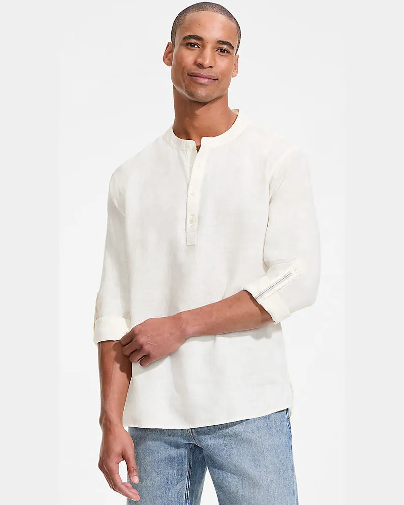 Lands' End Grandad-Hemd aus reinem Leinen, Herren, GrÃ¶ÃŸe Mens Regular, WeiÃŸ, Leinen, by Weiãÿ