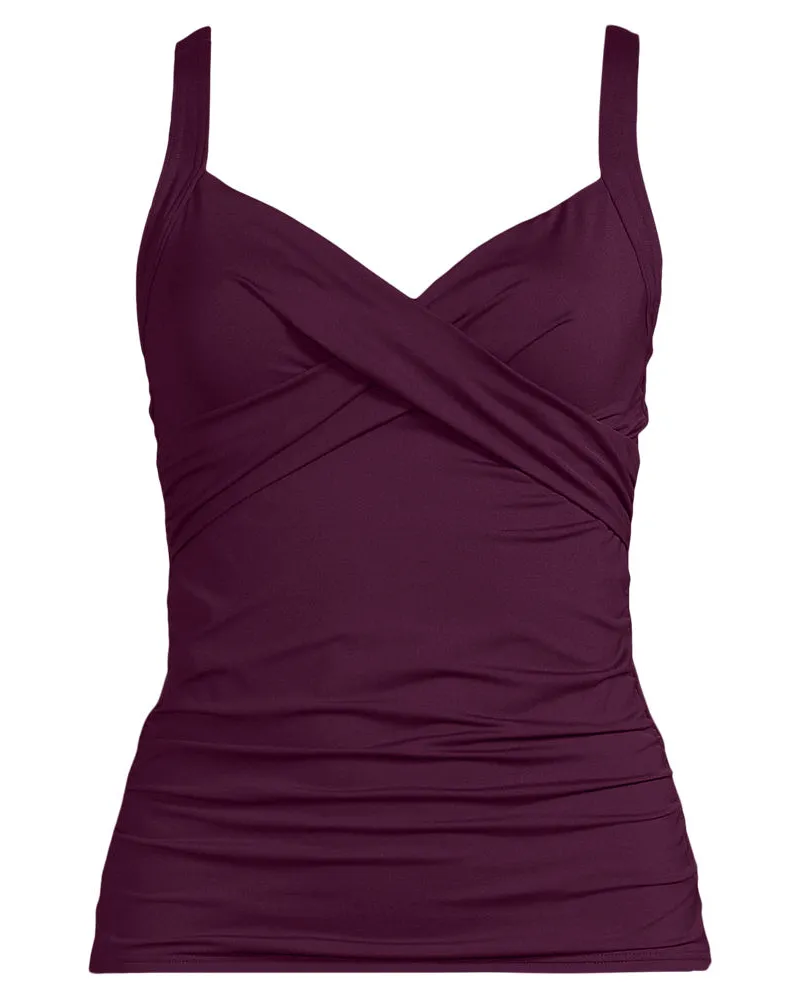 Lands' End Tankinitop CHLORRESISTENT mit V-Ausschnitt in Lang-Größe, Damen, Größe regular, Lila, Nylon-Mischung, by Lila