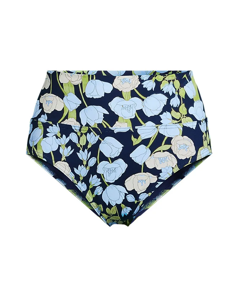 Lands' End Bikinihose zum Umschlagen, High Waist, Damen, Größe:34 regular, Blau, Nylon-Mischung, by Blau