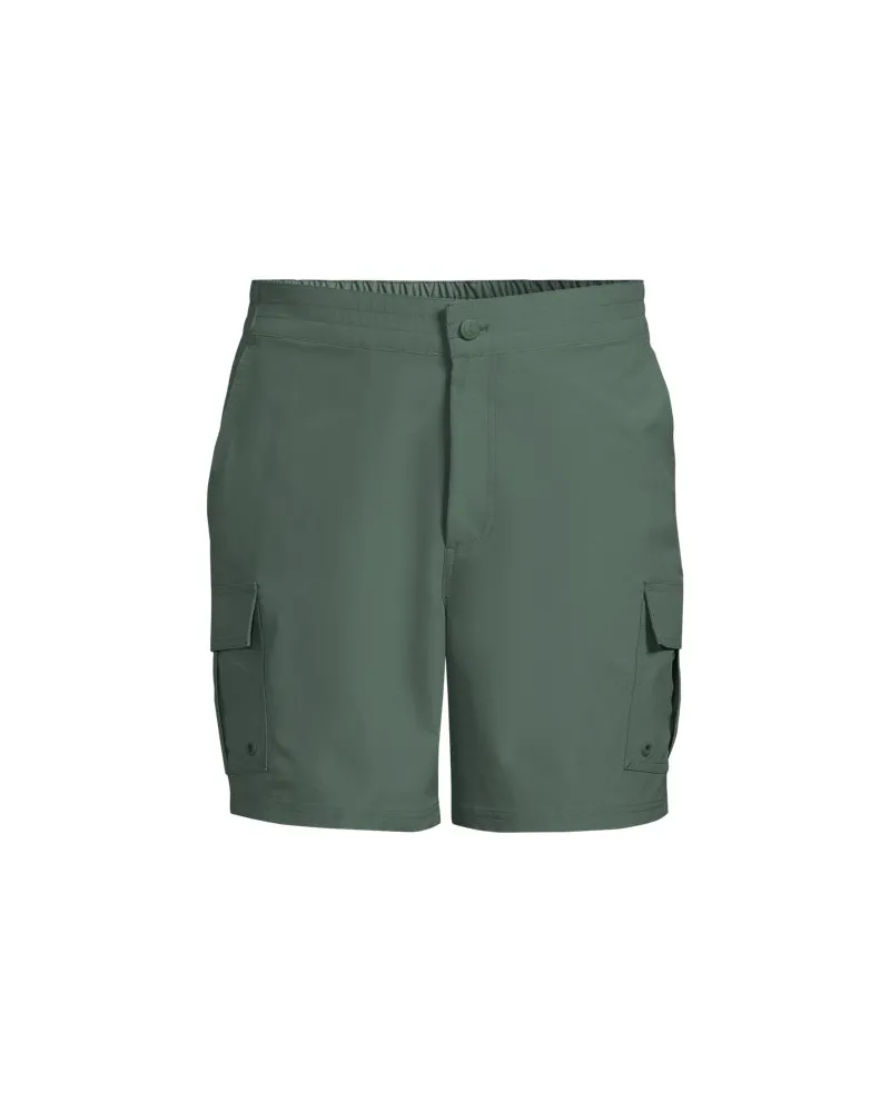 Lands' End Schnelltrocknende LSF 50 Cargo-Badeshorts, 18 cm, Herren, Größe:60 regular, Grün, Elasthan/Polyester-Mischung, by Grün
