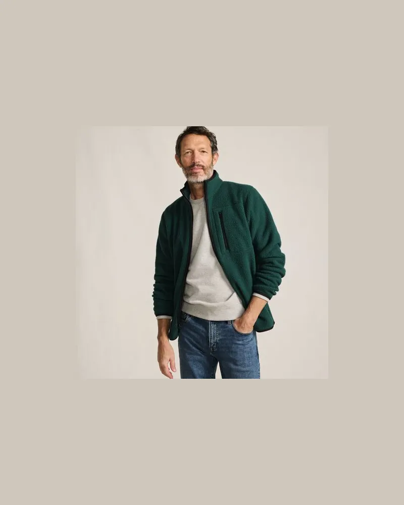 Lands' End Teddyfleece-Jacke mit Reißverschluss, Herren, Größe:60 regular, Grün, Polyester, by Grün