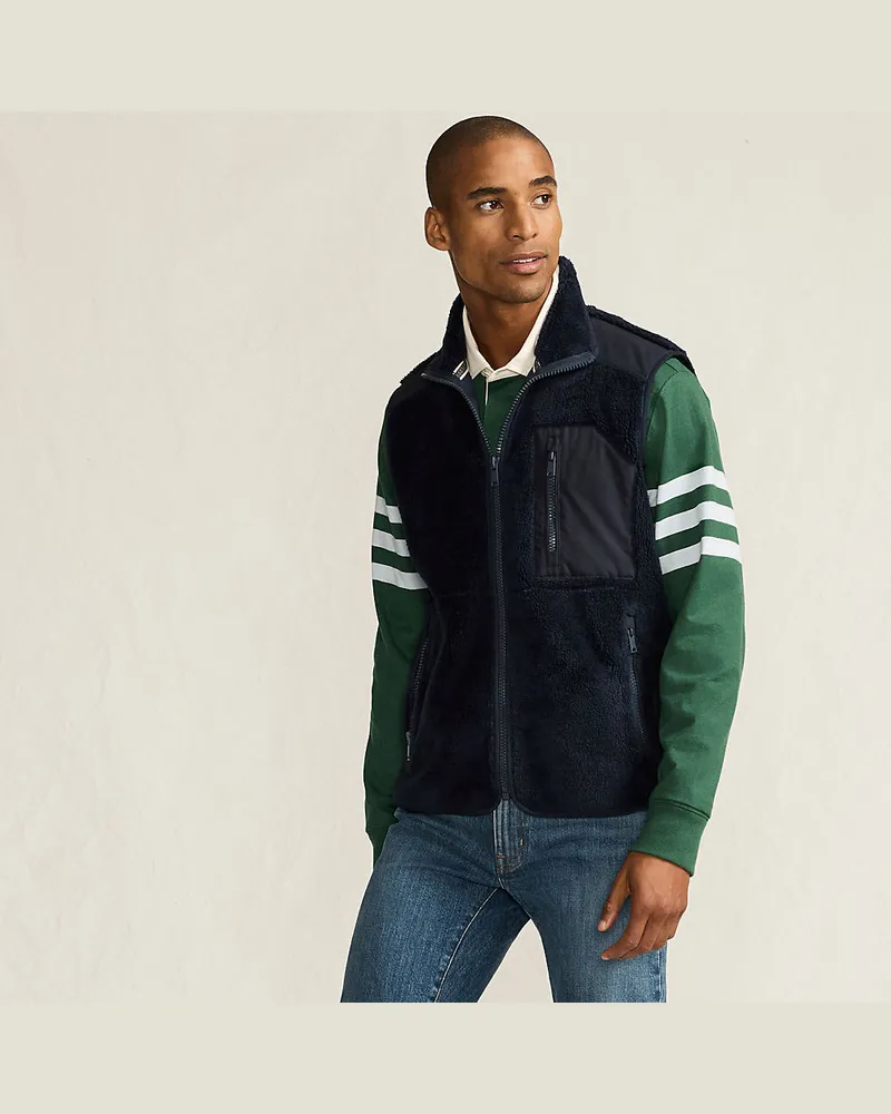 Lands' End Teddy-Weste, Herren, Größe regular, Blau, Polyester, by Blau