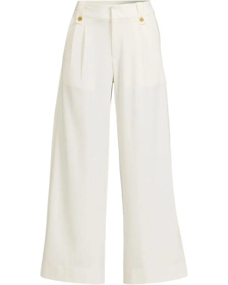 Lands' End Leichte fließende 7/8-Bundfaltenhose, Damen, Größe regular, Weiß, by Weiß
