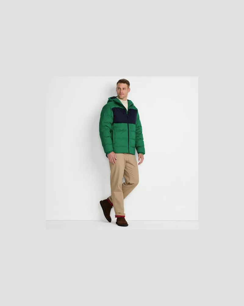 Lands' End Daunen-Steppjacke mit Kapuze, Herren, Größe:44-46 regular, Grün, Polyester/Nylon/Daunen, by Grün