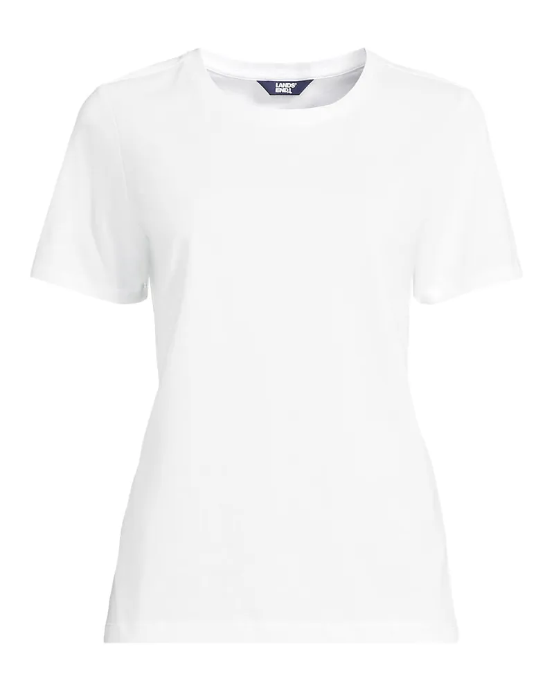 Lands' End Supima T-Shirt mit Rundhalsausschnitt, Damen, GrÃ¶ÃŸe plus, WeiÃŸ, Baumwolle, by Weiãÿ