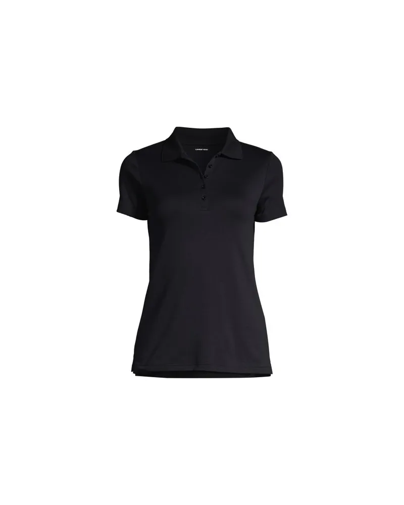 Lands' End Supima-Poloshirt, Damen, Größe regular, Schwarz, Baumwolle, by Schwarz