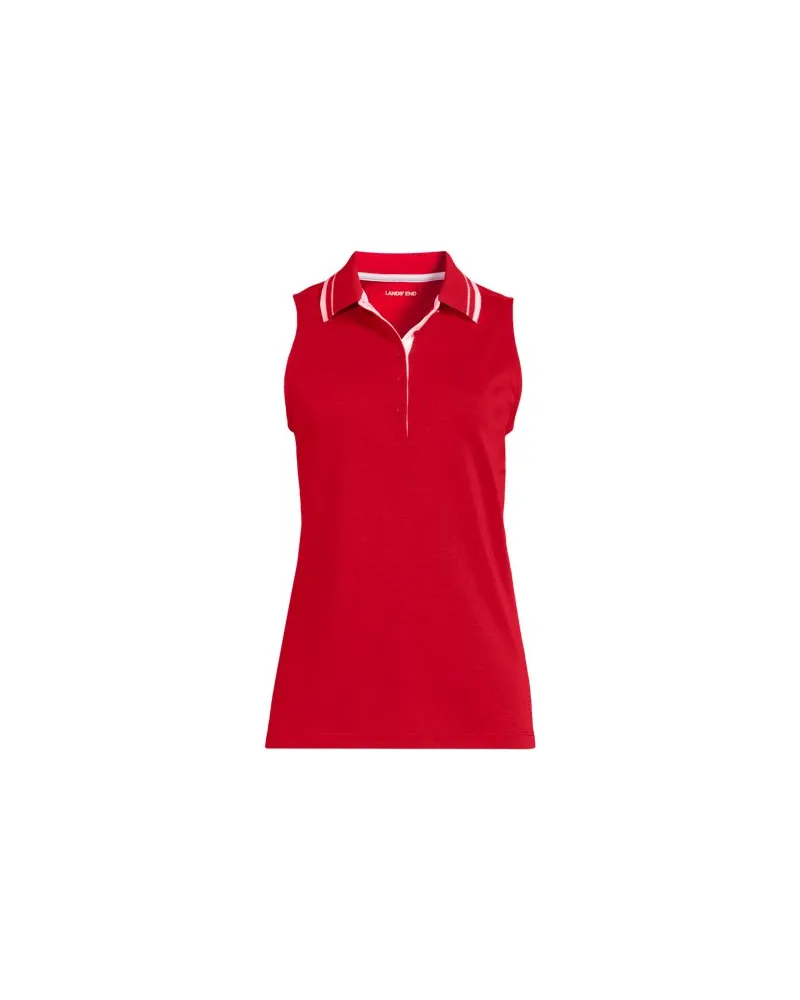 Lands' End Ärmelloses Supima-Poloshirt, Damen, Größe plus, Rot, Baumwolle, by Rot