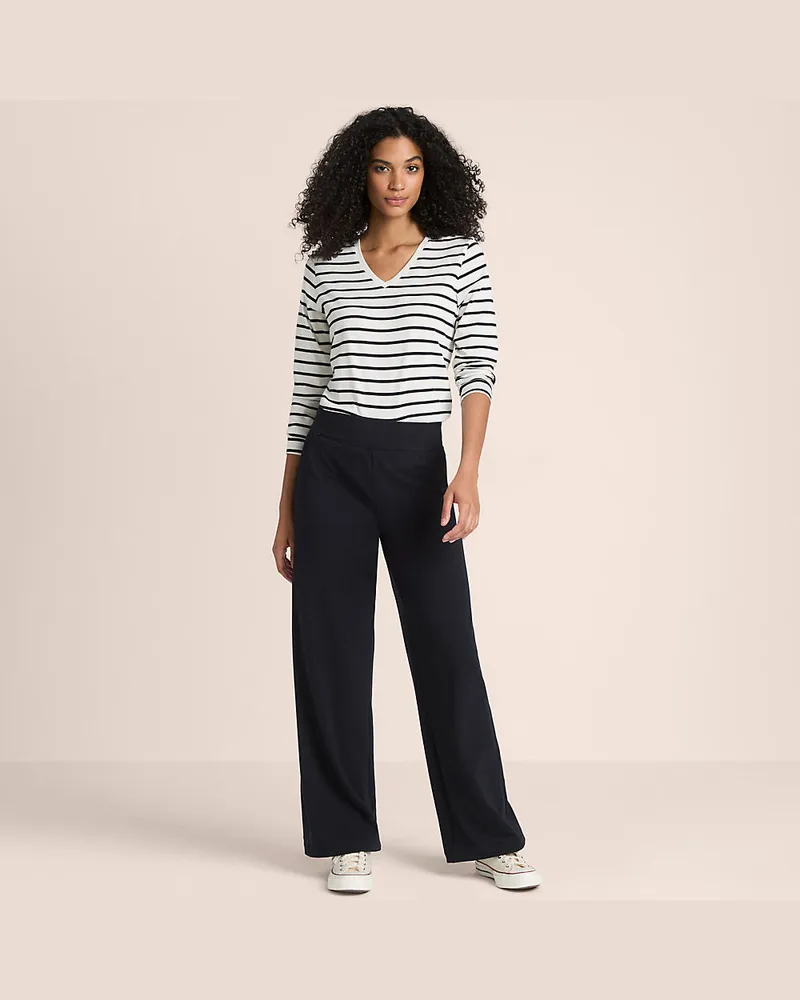 Lands' End Starfish Jersey-Freizeithose mit weitem Bein, Damen, Größe regular, Schwarz, Baumwoll-Mischung, by Schwarz