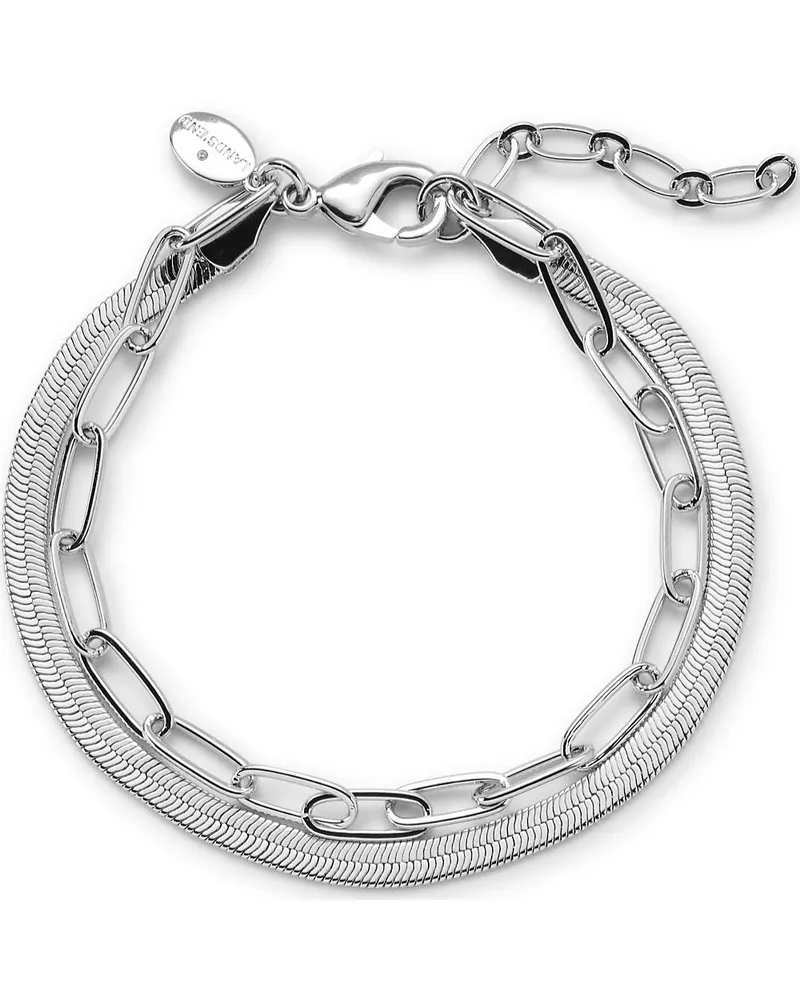 Lands' End Wasserfestes Doppelkettenarmband, Damen, Größe:null regular, Grau, by Grau