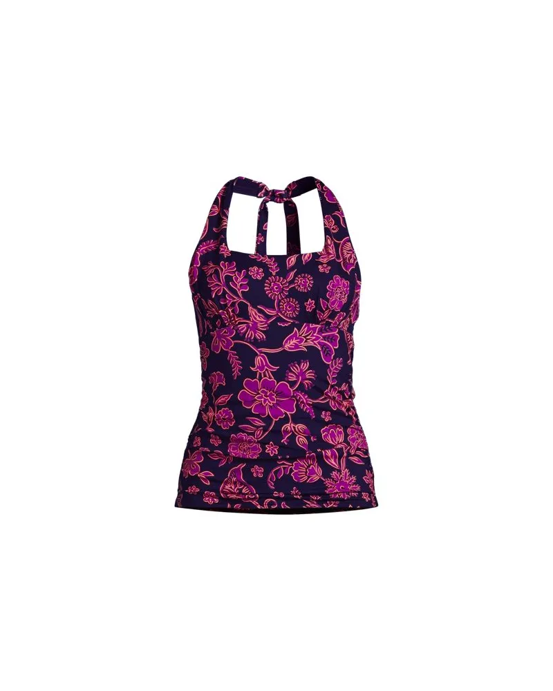 Lands' End Neckholder-Tankinitop CHLORRESISTENT Gemustert, Damen, Größe regular, Lila, Polyester-Mischung/Nylon-Mischung, by Lila