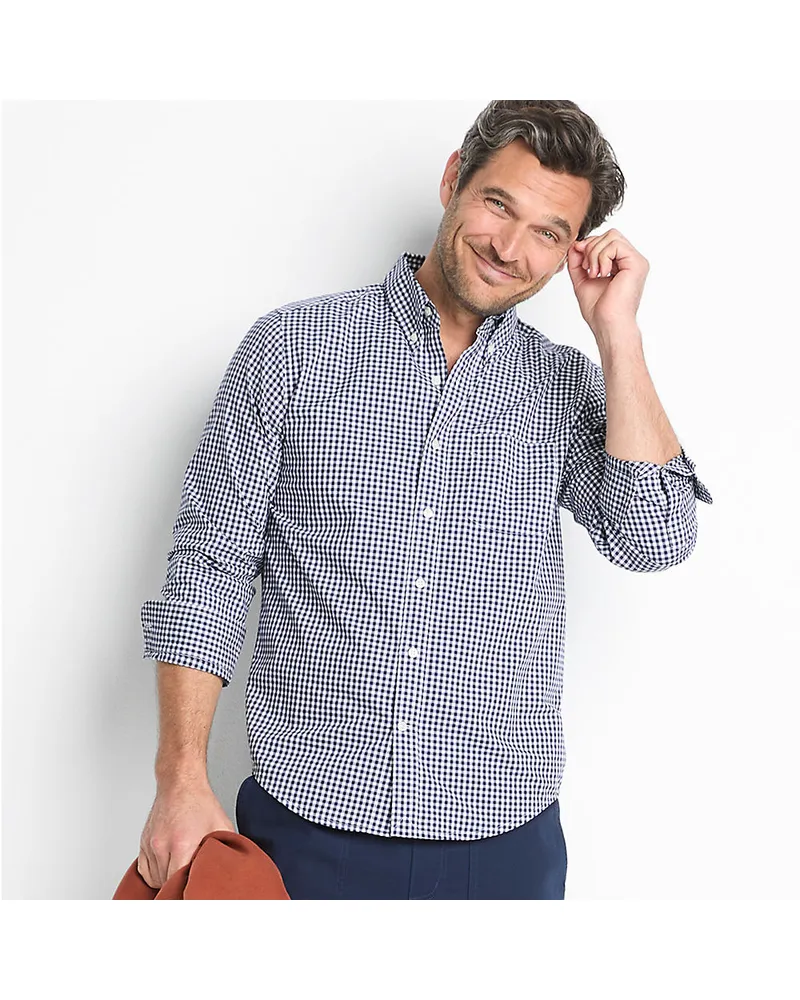 Lands' End Leichtes Popelinhemd, Classic fit, Herren, Größe regular, Blau, Baumwolle, by Blau