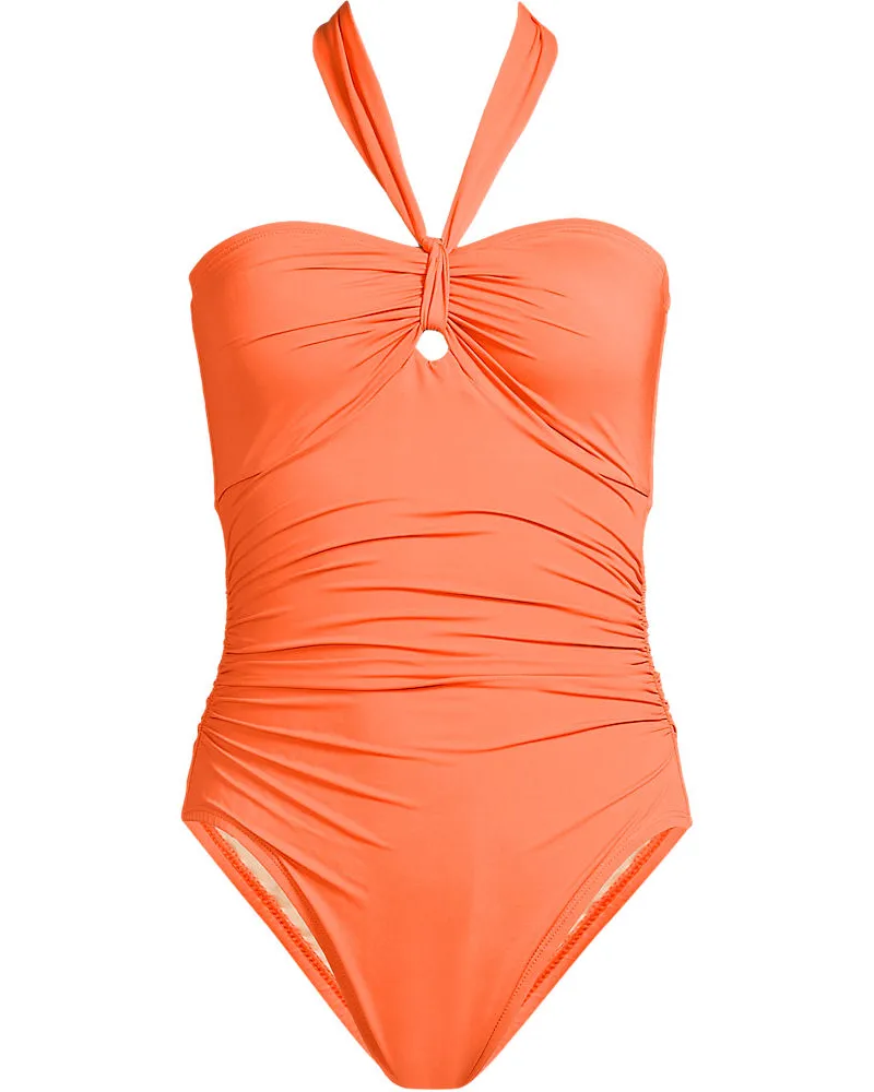 Lands' End Wandelbarer Bandeau-Badeanzug Slender, hoher Beinausschnitt, Damen, Größe plus, Orange, Elasthan/Nylon-Mischung, by Orange