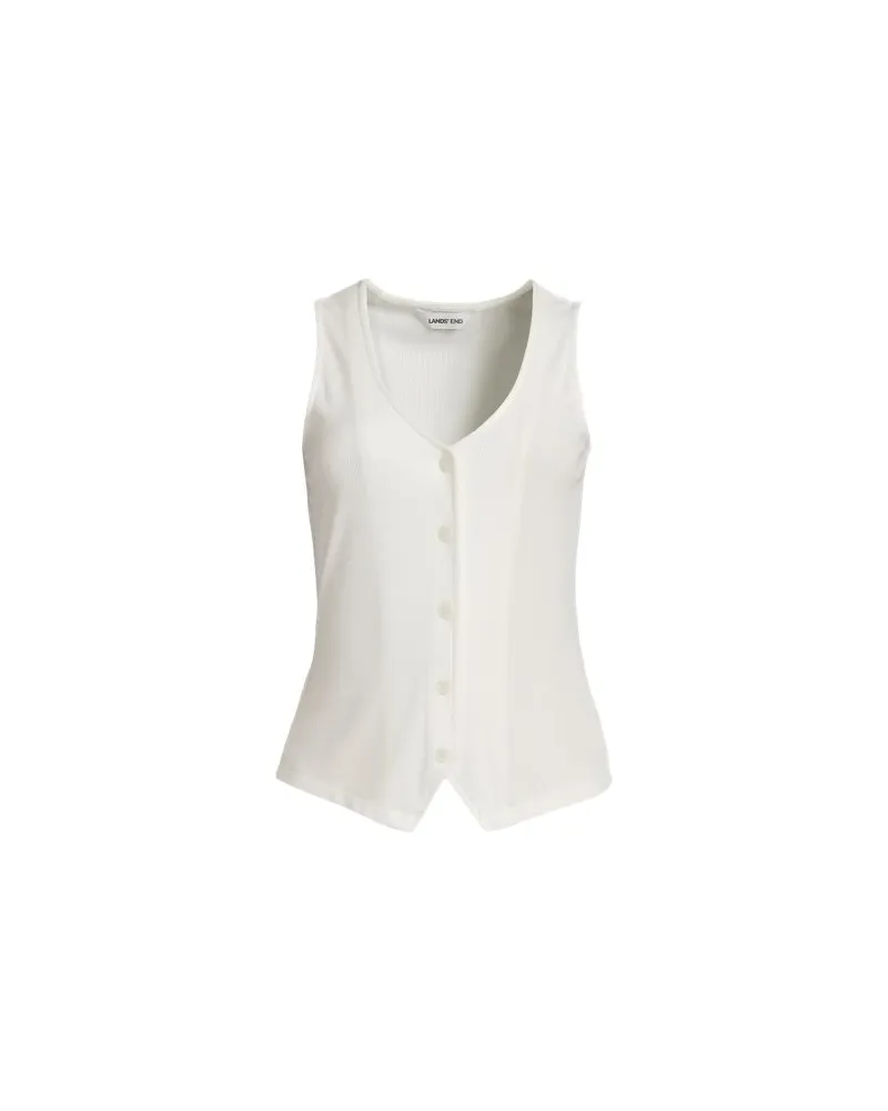 Lands' End Ärmellose Feinstrick-Weste, Damen, Größe plus, Weiß, Elasthan/Viskose/Polyester-Mischung, by Weiß