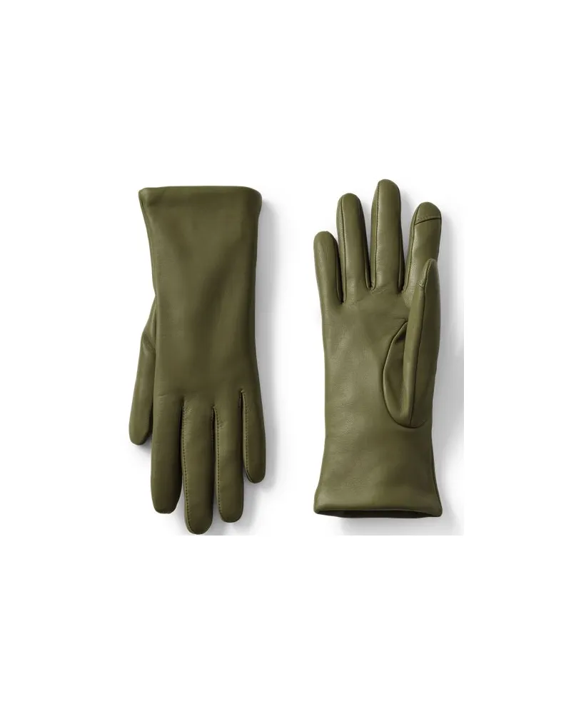 Lands' End Lederhandschuhe mit Kaschmirfutter, Damen, Größe regular, Grün, Kaschmir/Leder, by Grün