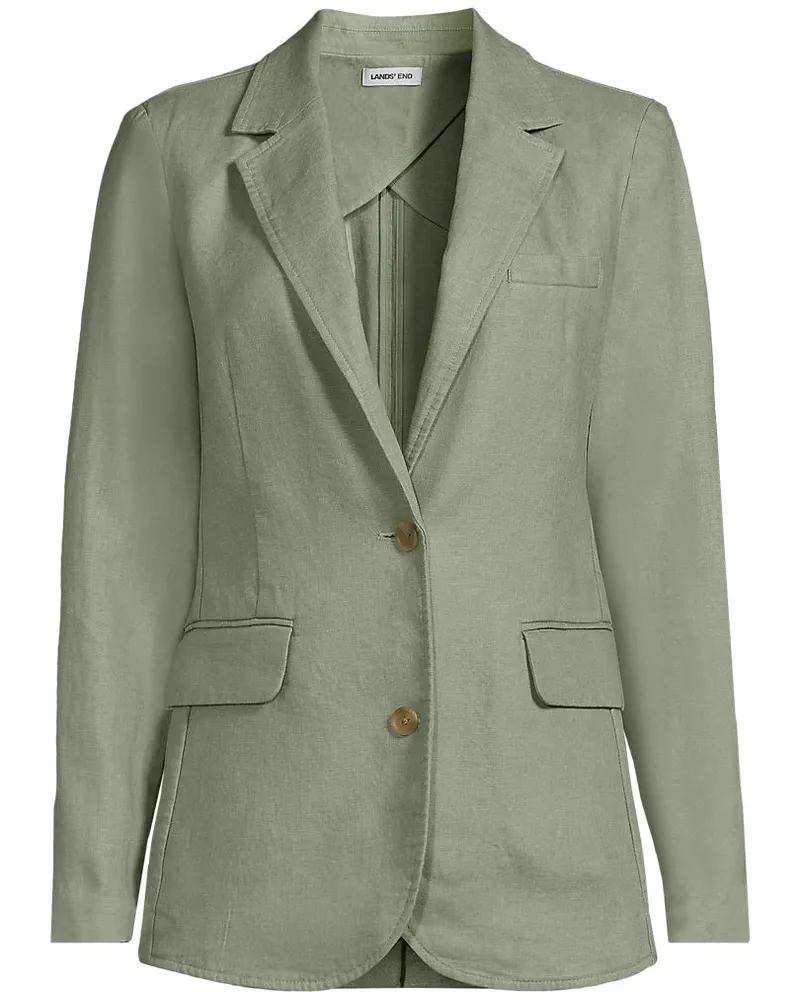 Lands' End Premium Reinleinen-Blazer, Damen, Größe regular, Grün, Leinen, by Grün