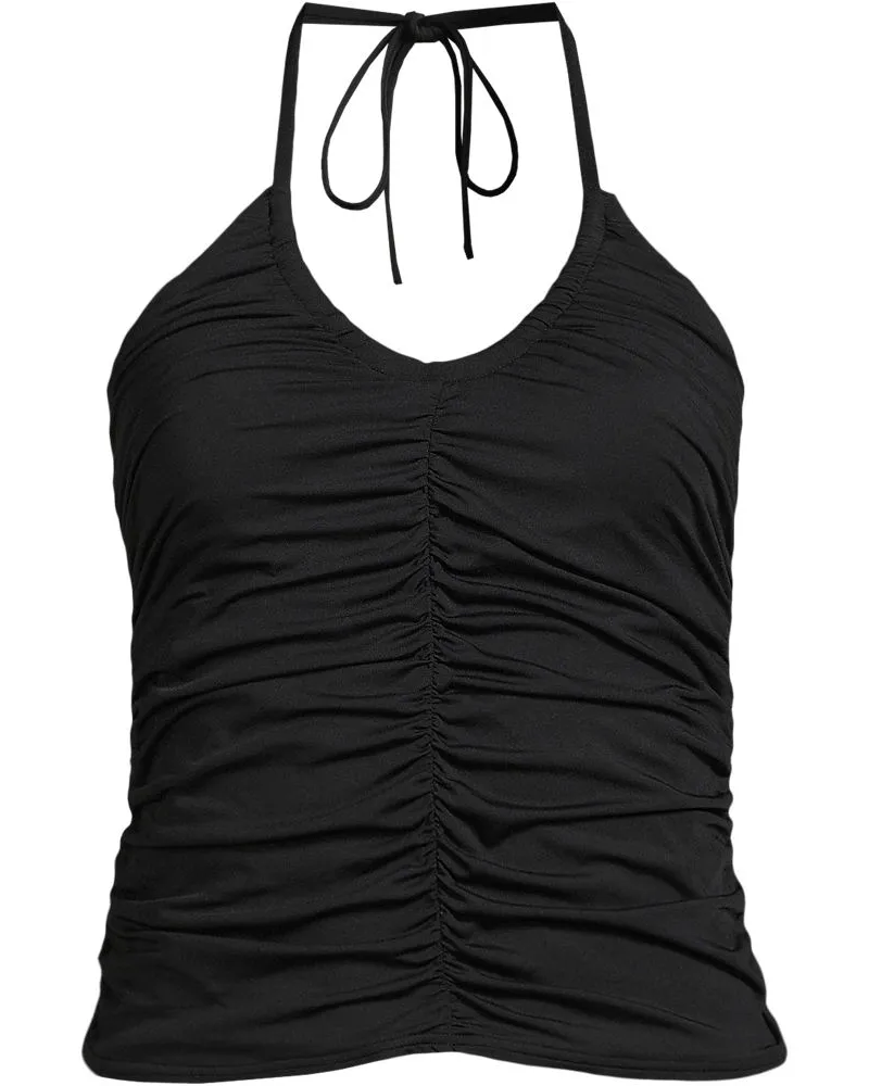 Lands' End Wandelbares Neckholder-Tankinitop mit Raffungen, Damen, Größe regular, Schwarz, Elasthan/Nylon, by Schwarz