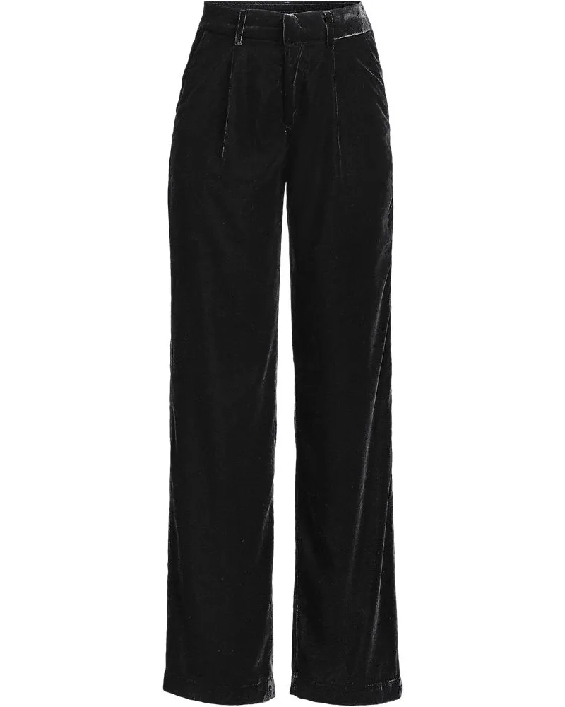 Lands' End Samthose mit weitem Bein, Damen, Größe:34 petite, Schwarz, by Schwarz