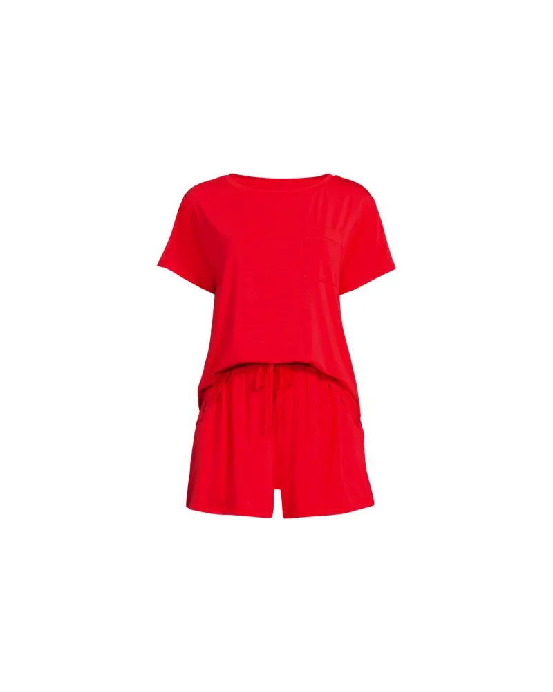 Lands' End Kühlendes Pyjama-Set mit Shorts, Damen, Größe:40-42 regular, Rot, Elasthan/Viskose-Mischung, by Rot