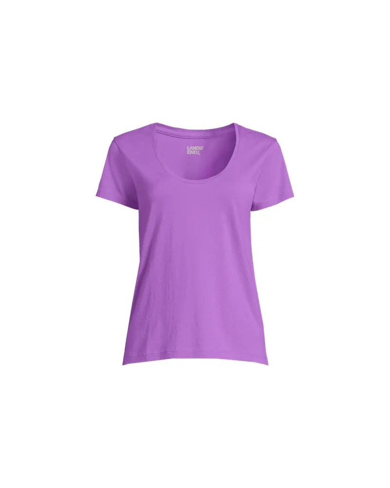 Lands' End Supima® Shirt mit Ballettausschnitt und kurzen Ärmeln, Damen, Größe plus, Pink, Baumwolle, by Pink