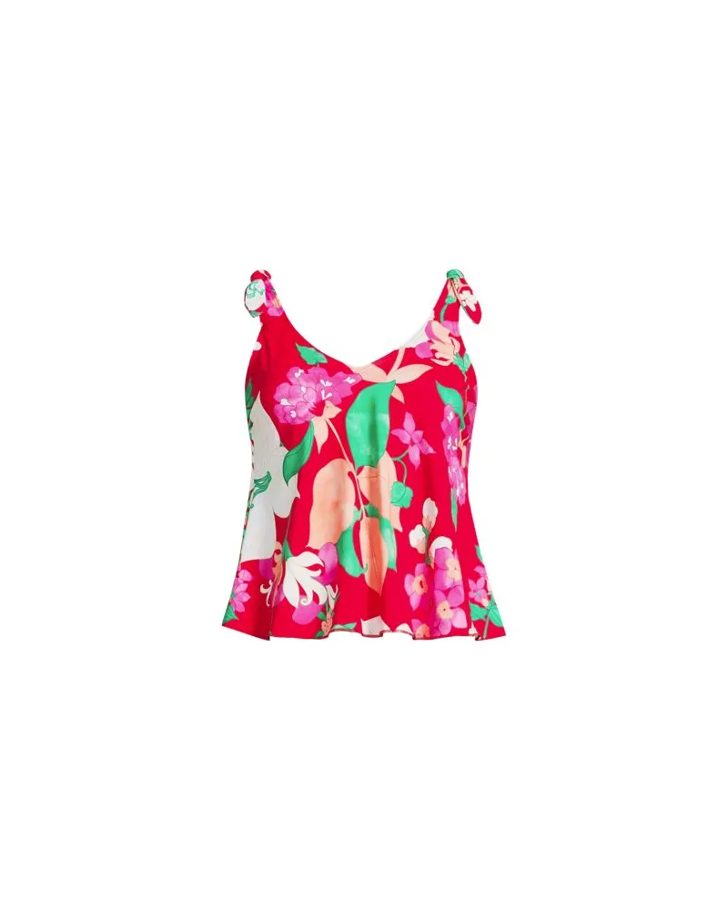 Lands' End Tankini-Top mit geknoteten Trägern und Flattersaum, Damen, Größe plus, Pink, Elasthan/Nylon-Mischung, by Pink