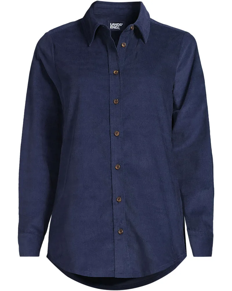 Lands' End Feincord-Hemdbluse, Damen, Größe plus, Blau, Baumwolle, by Blau